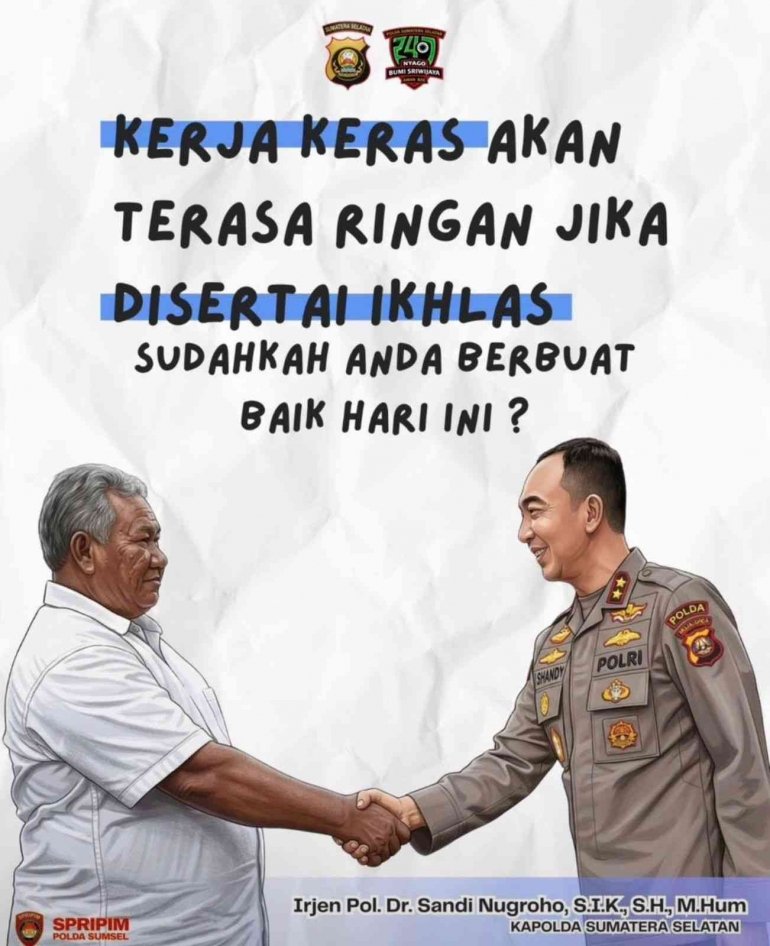 Pesan Inspiratif Irjen Pol Sandi Nugroho: Kerja Keras yang Dilandasi Keikhlasan